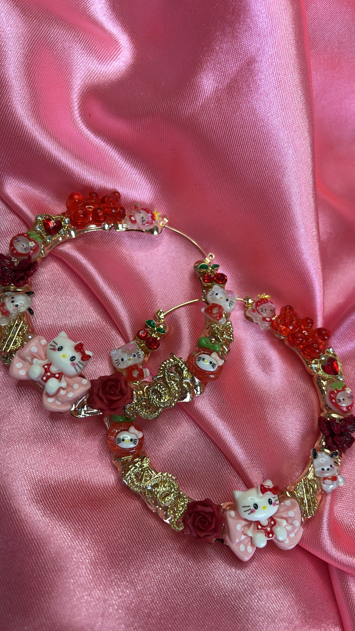 Red & Gold HK (L) hoop earrings